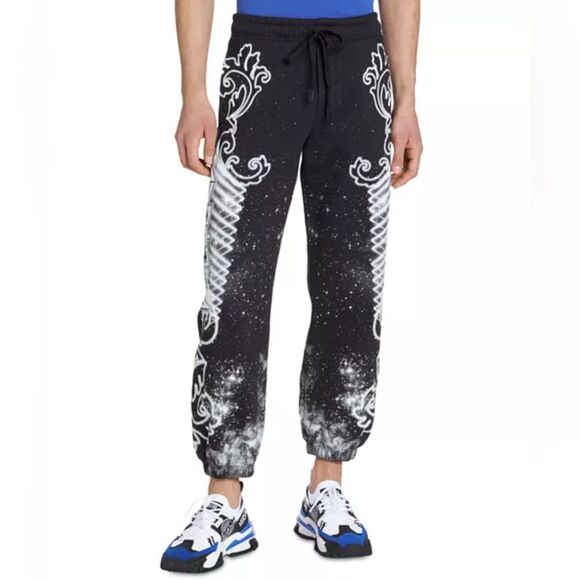 Versace Other - Versace Jeans Couture Felpa Panel Galaxy Sweatpants in Black-White, New, Size L